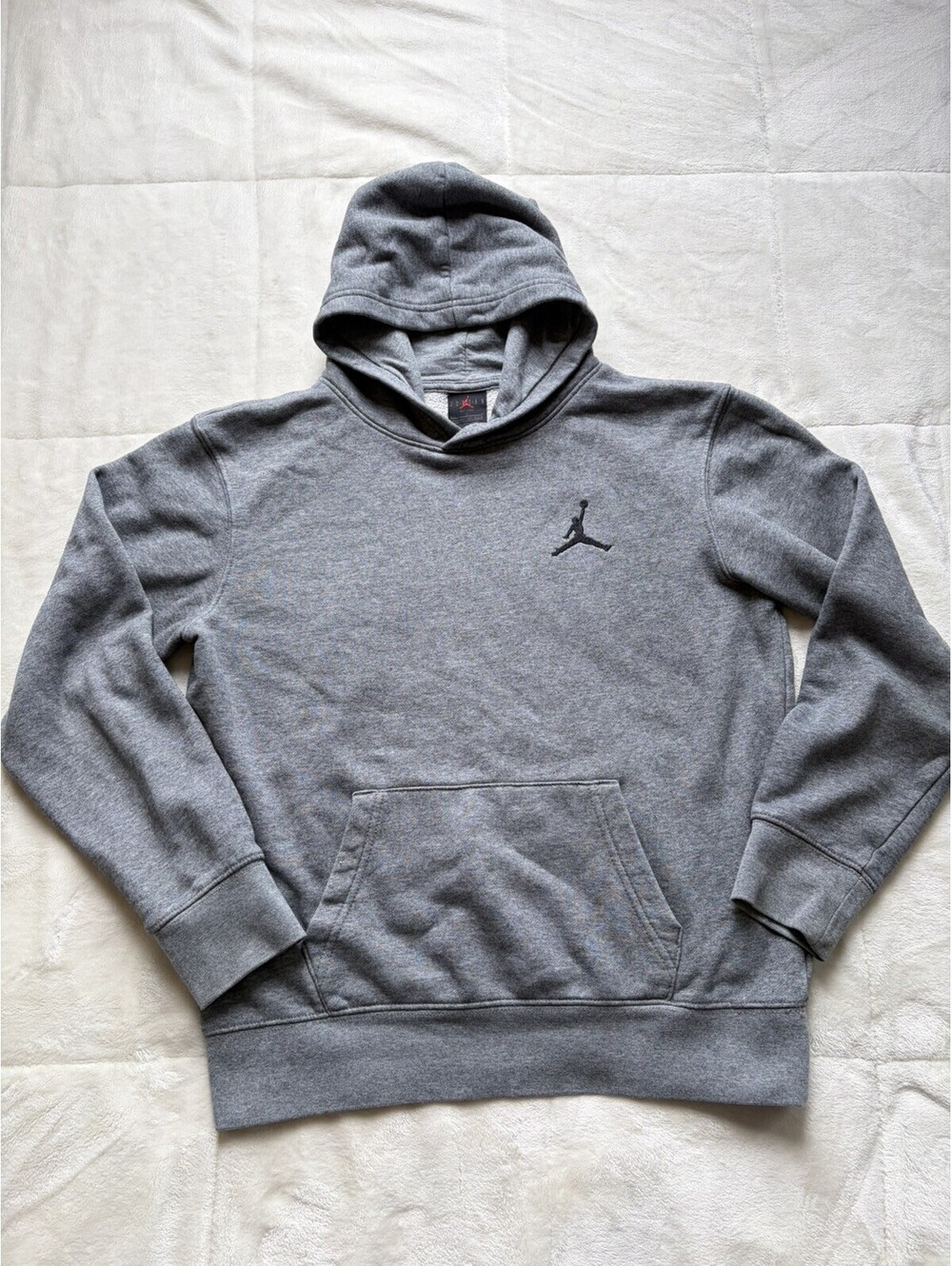 Nike Air Jordan Boys Youth Gray Carbon Heather Hoodie Sweatshirt Size L Boys